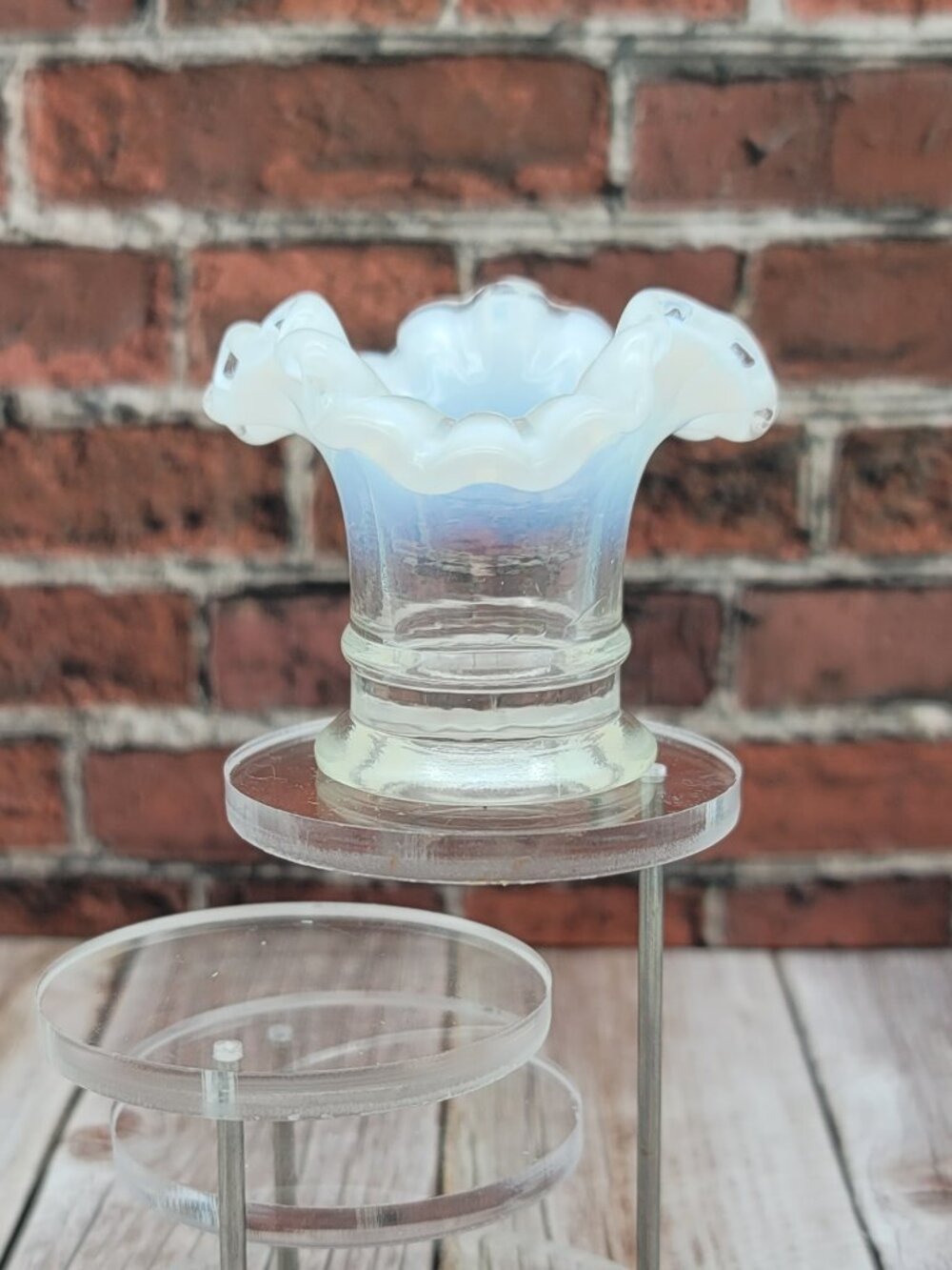 Fenton Ruffle Top #37 French Opalescent Mini Vase